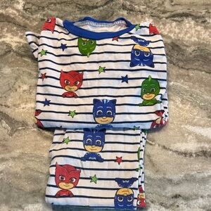 Kids Pajamas Pajama Sets - Blue and White Striped Superhero Design